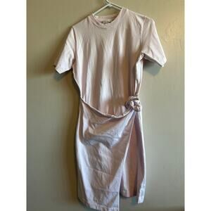 Vince Pink Side Tie Wrap T-Shirt Dress Jersey Midi Small